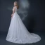 Chic / Belle Blanche Robe De Mariée 2018 Princesse V-Cou Sans Manches Dos Nu Perlage Appliques En Dentelle Plumes Volants Chapel Train
