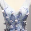 Chic / Beautiful Sky Blue Evening Dresses  2017 A-Line / Princess V-Neck Sleeveless Appliques Lace Flower Beading Crystal Floor-Length / Long Pleated Backless Formal Dresses