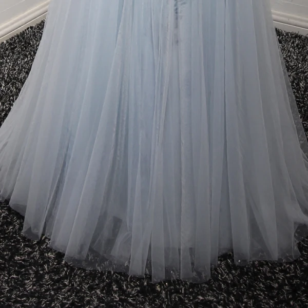 Chic / Beautiful Sky Blue Evening Dresses 2017 A-Line / Princess V-Neck Sleeveless Appliques Lace Flower Beading Crystal Floor-Length / Long Pleated Backless Formal Dresses