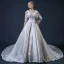 Vintage / Retro Champagne Wedding Dresses With Shawl 2018 Ball Gown V-Neck Backless Appliques Lace Beading Ruffle Cathedral Train