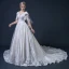 Vintage / Retro Champagne Wedding Dresses With Shawl 2018 Ball Gown V-Neck Backless Appliques Lace Beading Ruffle Cathedral Train