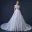 Schöne Weiß Brautkleider 2018 A Linie V-Ausschnitt Ärmel Rückenfreies Applikationen Mit Spitze Glanz Tülle Feder Rüschen Kathedrale Schleppe