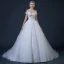 Erschwinglich Weiß Brautkleider 2018 Ballkleid Off Shoulder Kurze Ärmel Rückenfreies Perlenstickerei Applikationen Mit Spitze Glanz Tülle Rüschen Kapelle-Schleppe