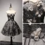 Fine Svart Festkjoler 2017 Ballkjole Kjæreste Uten Ermer Appliques Blomst Beading Krystall Paljetter Korte Buste Ryggløse Formelle Kjoler