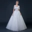 Abordable Blanche Transparentes Robe De Mariée Avec Châle 2018 Robe Boule Encolure Dégagée Dos Nu Appliques Percé En Dentelle Perlage Volants Longue