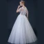 Abordable Blanche Transparentes Robe De Mariée Avec Châle 2018 Robe Boule Encolure Dégagée Dos Nu Appliques Percé En Dentelle Perlage Volants Longue