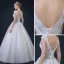 Affordable Ivory Wedding Dresses 2018 A-Line / Princess V-Neck Sleeveless Backless Appliques Lace Beading Ruffle Floor-Length / Long