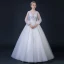 Abordable Blanche Transparentes Robe De Mariée 2018 Robe Boule V-Cou Manches Longues Dos Nu Appliques En Dentelle Faux Diamant Perlage Volants Longue