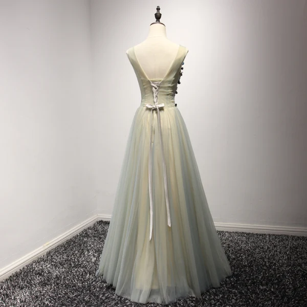 Champagne Sleek Stylish Classy V Neck Evening Formal Dress CX881596