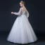 Abordable Blanche Transparentes Robe De Mariée 2018 Robe Boule V-Cou Manches Longues Dos Nu Appliques En Dentelle Faux Diamant Perlage Volants Longue