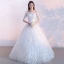 Affordable Modest / Simple Outdoor / Garden Wedding Dresses 2017 Lace Appliques Backless 3/4 Sleeve Off-The-Shoulder Floor-Length / Long White Ball Gown