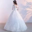 Affordable Modest / Simple Outdoor / Garden Wedding Dresses 2017 Lace Appliques Backless 3/4 Sleeve Off-The-Shoulder Floor-Length / Long White Ball Gown