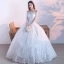 Affordable Modest / Simple Outdoor / Garden Wedding Dresses 2017 Lace Appliques Backless 3/4 Sleeve Off-The-Shoulder Floor-Length / Long White Ball Gown