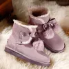 Modern / Fashion Snow Boots 2017 Khaki Leather Ankle Suede Lace-up Bow Casual Winter Flat Womens Boots