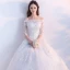 Affordable Modest / Simple Outdoor / Garden Wedding Dresses 2017 Lace Appliques Backless 3/4 Sleeve Off-The-Shoulder Floor-Length / Long White Ball Gown