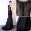 Sexy Noire Transparentes Robe De Soirée 2018 Trompette / Sirène V-Cou Sans Manches Perlage Faux Diamant Train De Balayage Fendue devant Robe De Ceremonie