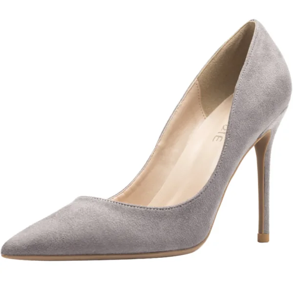 Simple Gris Bureau OL Daim Escarpins 2020 10 cm Talons Aiguilles À Bout Pointu Escarpins