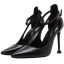 Schlicht Schwarz Cocktail Sandalen Damen 2020 Knöchelriemen 10 cm Stilettos Spitzschuh Sandaletten