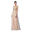 Élégant Champagne Robe De Soirée 2018 Princesse Paillettes Ceinture Encolure Dégagée Manches Courtes Longue Robe De Ceremonie