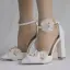 Modern / Fashion White Outdoor / Garden Womens Shoes 2018 Appliques Ankle Strap 10 cm Thick Heels Pointed Toe High Heels