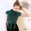 Chic / Beautiful Dark Green Evening Dresses  2018 Trumpet / Mermaid Lace Appliques Beading Crystal Scoop Neck Backless Short Sleeve Court Train Formal Dresses