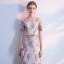 Chic / Beautiful Gold Evening Dresses  2018 Trumpet / Mermaid Sash Embroidered V-Neck Backless Short Sleeve Floor-Length / Long Formal Dresses
