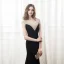 Sexy Noir Robe De Soirée 2018 Trompette / Sirène Perlage Paillettes Dos Nu V-Cou Sans Manches Tribunal Train Robe De Ceremonie