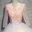 Chic / Beautiful Pearl Pink Prom Dresses 2018 Ball Gown Appliques Pearl Scoop Neck Backless 3/4 Sleeve Floor-Length / Long Formal Dresses