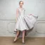 Chic / Beautiful Cocktail Dresses 2017 A-Line / Princess Lace Flower Beading Crystal Scoop Neck Cap Sleeves Asymmetrical Formal Dresses