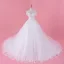 Chic / Beautiful White Wedding Dresses 2018 Ball Gown Multi-Colors Appliques Pearl Off-The-Shoulder Backless Sleeveless Cathedral Train Wedding