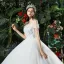 Stunning White Wedding Dresses 2018 Ball Gown Lace Appliques Beading Scoop Neck Backless Sleeveless Royal Train Wedding