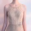 Luxury / Gorgeous Champagne Evening Dresses  2018 Trumpet / Mermaid Rhinestone Scoop Neck Sleeveless Sweep Train Formal Dresses