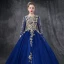 Chic / Beautiful Royal Blue Prom Dresses 2018 Ball Gown Lace Appliques Pearl Sequins Scoop Neck Backless 3/4 Sleeve Floor-Length / Long Formal Dresses