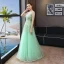Chic / Beautiful Evening Dresses  2018 A-Line / Princess Lace Appliques Sash V-Neck Backless Sleeveless Floor-Length / Long Formal Dresses