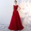 Chic / Belle Robe De Soirée 2018 Princesse En Dentelle Appliques Paillettes Faux Diamant Encolure Dégagée Sans Manches Longue Robe De Ceremonie