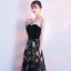 Elegant Black Gold Evening Dresses  2018 A-Line / Princess Embroidered V-Neck Backless Sleeveless Floor-Length / Long Formal Dresses