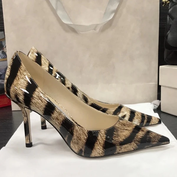 Mode Beige Soirée Cuir Verni Escarpins 2021 Cuir 8 cm Talons Aiguilles À Bout Pointu Escarpins Talons Hauts