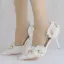 Elegant White Wedding Shoes 2018 Appliques Rhinestone 8 cm Stiletto Heels Pointed Toe Wedding High Heels