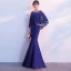 Élégant Robe De Soirée 2018 Trompette / Sirène En Dentelle Fleur Avec Châle Encolure Dégagée Longue Robe De Ceremonie