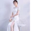 Elegante Weiß Abendkleider 2018 Mermaid Mit Spitze Blumen Pailletten Rundhalsausschnitt Rückenfreies Gespaltete Front Kurze Ärmel Lange Festliche Kleider