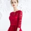 Chic / Beautiful Burgundy Homecoming Graduation Dresses 2018 A-Line / Princess Lace Appliques Sash Scoop Neck Backless 3/4 Sleeve Short Formal Dresses