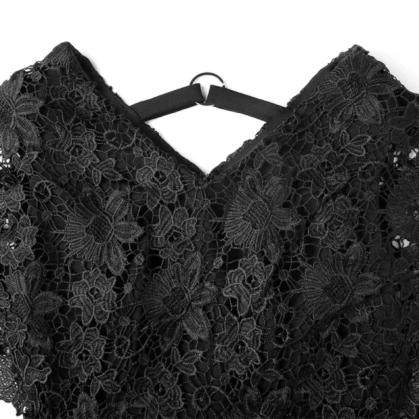 Chic / Beautiful Black Evening Dresses  2018 Trumpet / Mermaid V-Neck Lace 1/2 Sleeves Ankle Length Formal Dresses