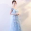 Elegante Himmelblau Abendkleider 2018 Empire Schmetterling Applikationen Schleife Stoffgürtel V-Ausschnitt Ärmellos Lange Festliche Kleider
