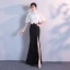 Chic / Beautiful Evening Dresses  2018 Empire Metal Sash Lace Tassel High Neck 1/2 Sleeves Floor-Length / Long Formal Dresses
