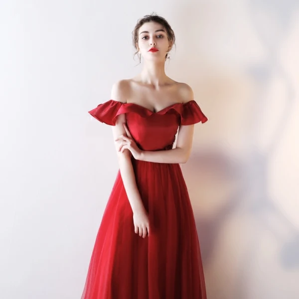 Chic / Beautiful Evening Dresses 2018 A-Line / Princess Off-The-Shoulder Backless Sleeveless Floor-Length / Long Formal Dresses