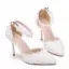 Chic / Beautiful Black Wedding Shoes 2018 Pearl Lace Ankle Strap 9 cm Stiletto Heels Pointed Toe Wedding High Heels