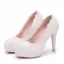 Chic / Beautiful White Wedding Shoes 2018 Lace Pearl 11 cm Stiletto Heels Round Toe Wedding Pumps