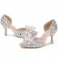 Unika Silver Brudskor 2018 Kristall Rhinestone 7 cm Stilettklackar Spetsiga Bröllop Högklackade