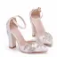 Modern / Fashion White Wedding Shoes 2018 Rhinestone Ankle Strap 10 cm Thick Heels Pointed Toe Wedding High Heels