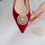 Elegant Red Wedding Shoes 2021 Pearl 5 cm Thick Heels Block Heels Pointed Toe Wedding Pumps High Heels